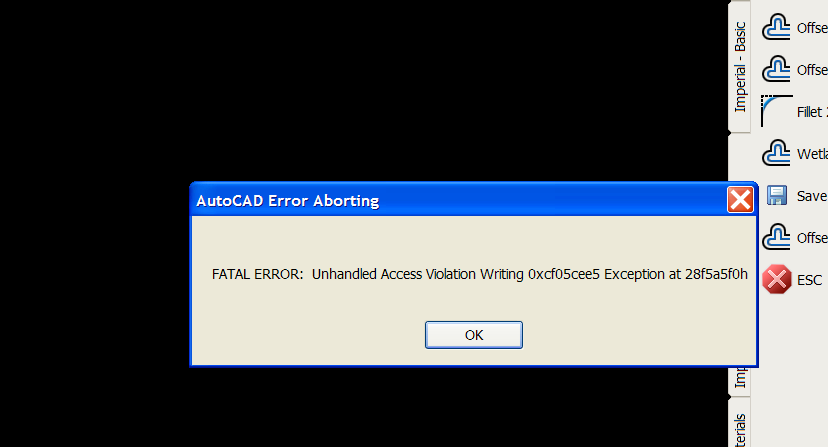 autocad fatal error 0x0008